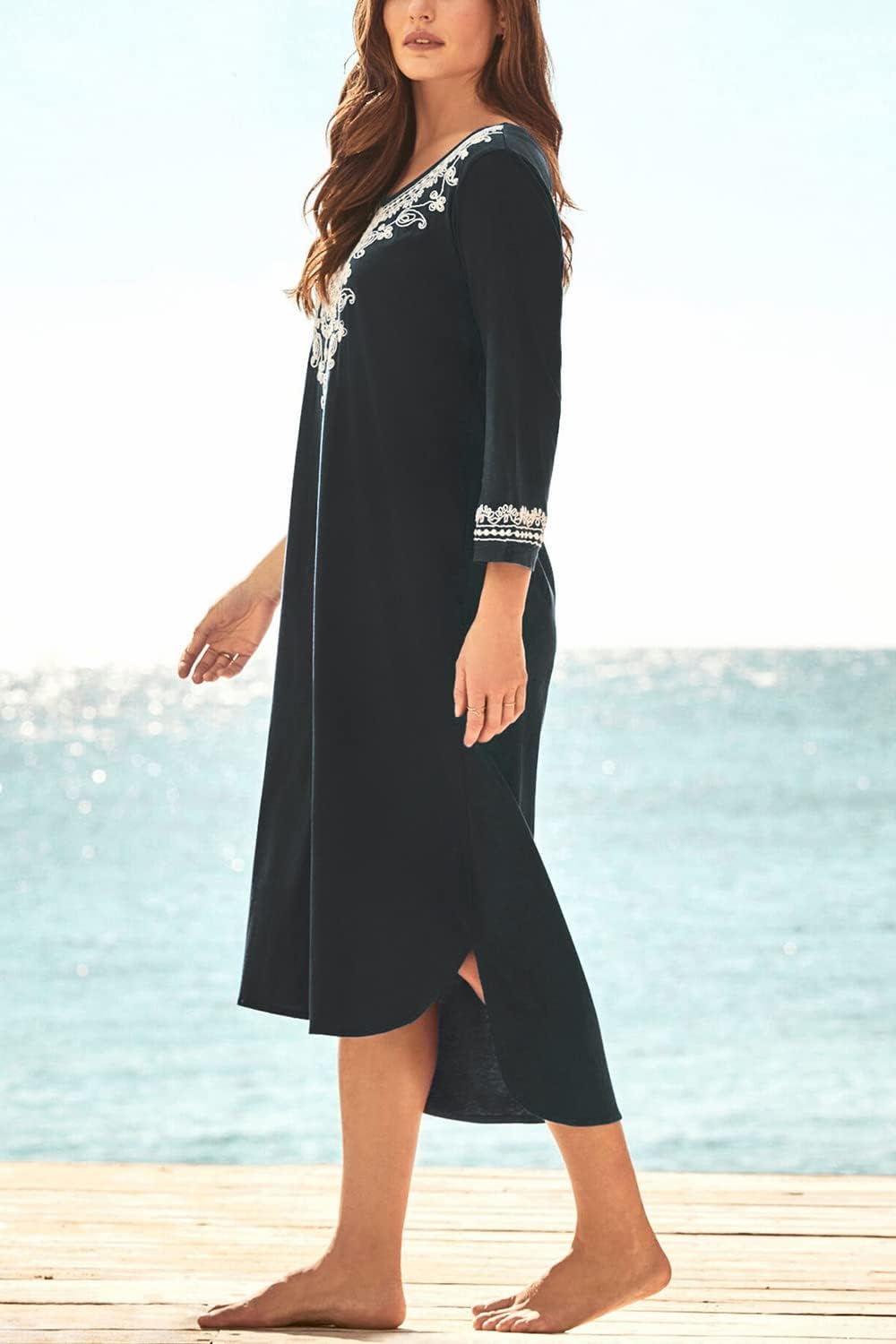 Langes Kaftan Maxi Bohemian Kleid für Damen Strand Vertuschungs Robe Übergrösse Loungewear Einheitsg