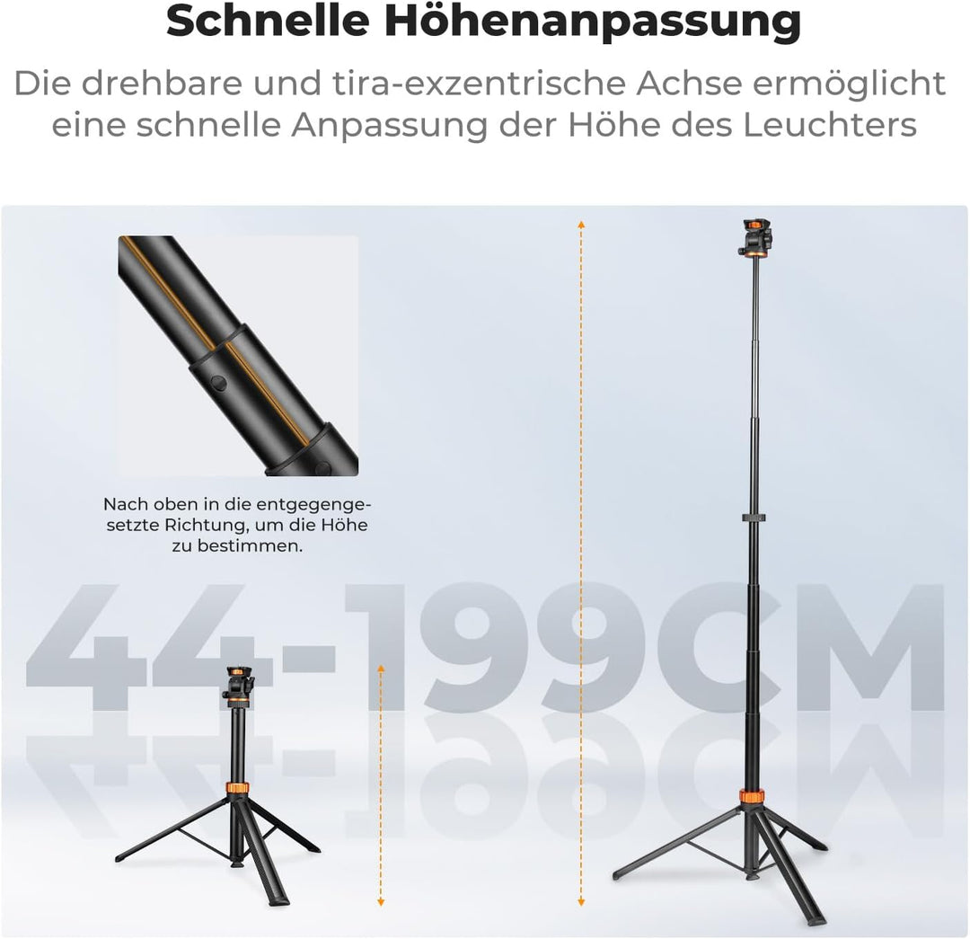 K&F CONCEPT Quick Release Metal Fotografie Lichtstativ 199CM, Tragbar Light Stand für Kamera, Handy,