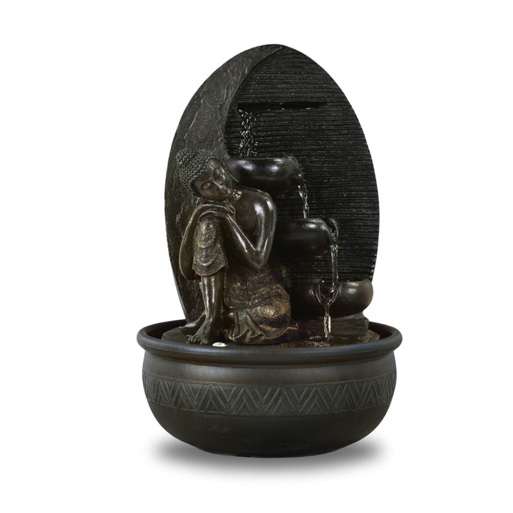 Zen'Light Zimmerbrunnen Buddha Grace, Kunstharz, bronzefarben, 26 x 26 x 40