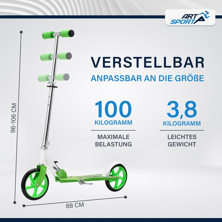 ArtSport Cityroller Scooter mit Big Wheel Räder & Tragegurt - Für Kinder ab 3 Jahren - 4 Designs 88