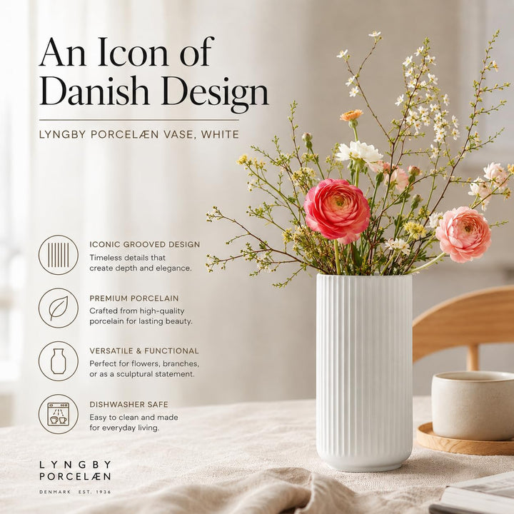 Lyngby Porcelæn Vase H31 cm Lyngby Designklassiker Zeitloses Design, Weiss H31 cm Weiss, H31 cm Weis