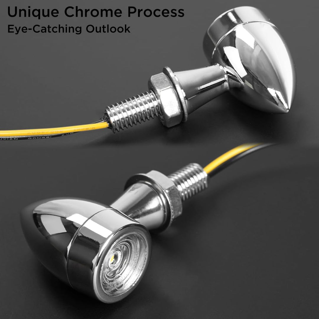 evermotor Universal 12V E24 Mini Motorrad LED Blinker Bullet Zinklegierung im Feinguss IP67 Wasserdi