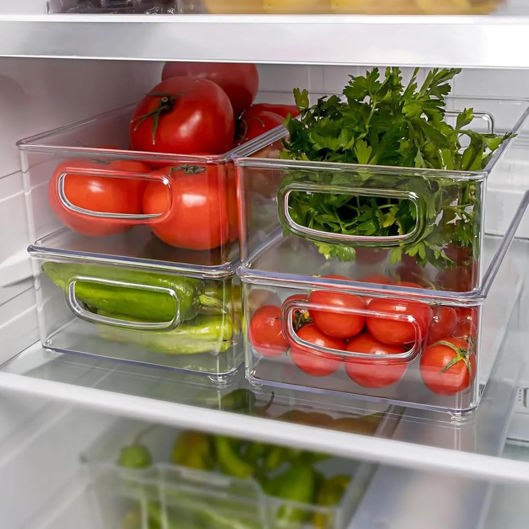 6 Stück Kühlschrank Organizer Box Set, 3 Grössen Kühlschrank Aufbewahrungsbox, Stapelbar Kühlschrank