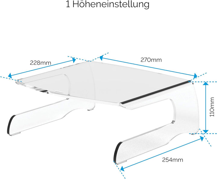 Fellowes Clarity Monitorständer, 6,5kg Tragkraft, transparent Monitorerhöhung, Monitorerhöhung