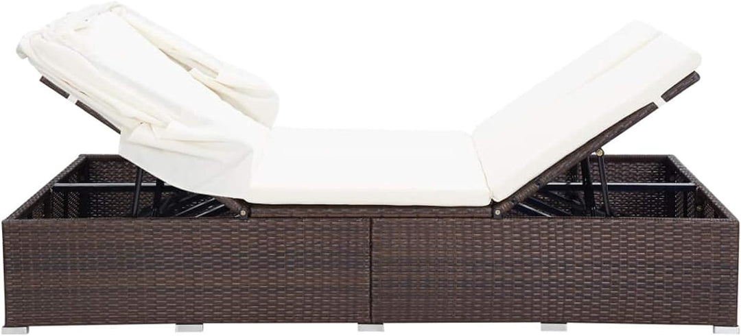 Festnight Sonnenliege 2 Personen mit Dach doppelliege Outdoor gartenliege 2 Personen Rattan gartenli