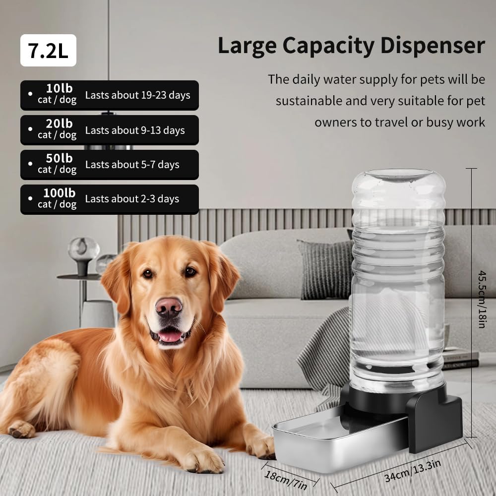 Marchul 7.2L Trinkbrunnen für Hunde und Katzen, Automatischer Trinkbrunnen mit Edelstahl-Wassernapf