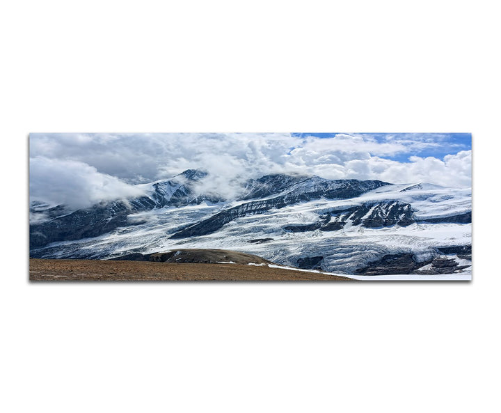 Paul Sinus Art Panoramabild auf Leinwand und Keilrahmen 150x50cm Österreich Gebirge Schnee Wolken