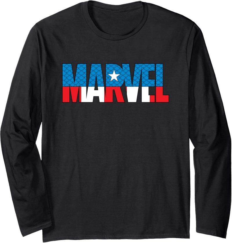 Marvel Brick Logo in Captain America Colors Langarmshirt