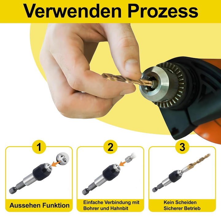 13 Stück Bohrer Set, Bohrer Gewindebohrer Set, 6mm HSS M3-M10 Gewindeschneider-Sets, Metallbohrer mi