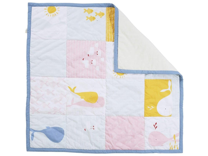 Bio Krabbeldecke Patchwork Design 100% Bio-Baumwolle (kbA) GOTS zertifiziert, Wale, 95 x 100 cm 95 x
