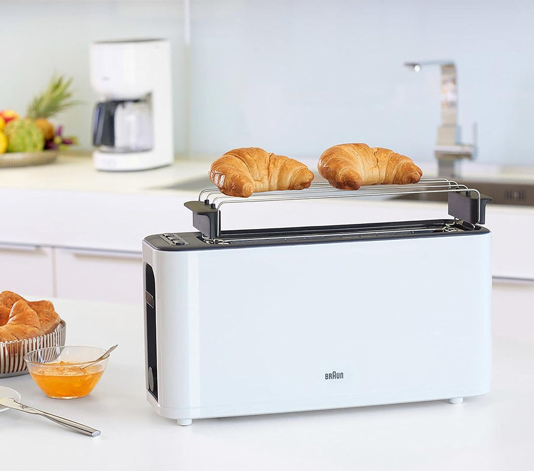Braun Household HT 3110 WH Toaster | Langschlitz | Extrabreite Toastkammer | Herausnehmbare Krümelsc