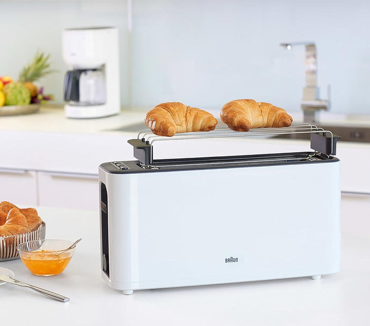 Braun Household HT 3110 WH Toaster | Langschlitz | Extrabreite Toastkammer | Herausnehmbare Krümelsc