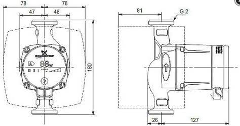 Grundfos Heizungsumwälzpumpe ALPHA1 230 V PN 10 180mm Typ 32-40 Rp 1 1/4Z