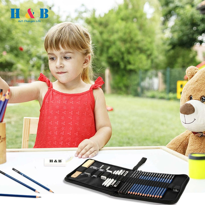 H & B 35 Stück Bleistifte Professionelle Skizzierstifte Set Skizzieren Zeichnen Bleistifte Profi Art