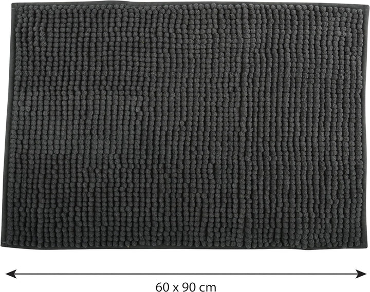 MSV Badteppich Badvorleger Duschvorleger Chenille Hochflor Badematte 60x90 cm – Grau Grau 60 x 90 cm