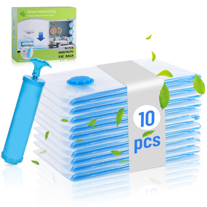 10er Set Vakuumbeutel für Kleidung 70x50cm, PA & PE Material, 80% Platz Sparen Vakuum Kleiderbeutel