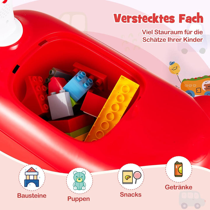 COSTWAY Rutschauto, Rutschfahrzeug mit Hupe & Stauraum unter dem Sitz, Schiebauto in Lokomotive, Rut