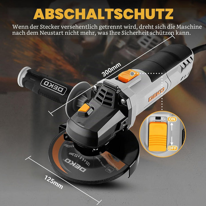 Winkelschleifer Schleifer Trennschleifer 125mm: DEKOPRO 900W Winkelschleifer, Leerlaufdrehzahl:12000