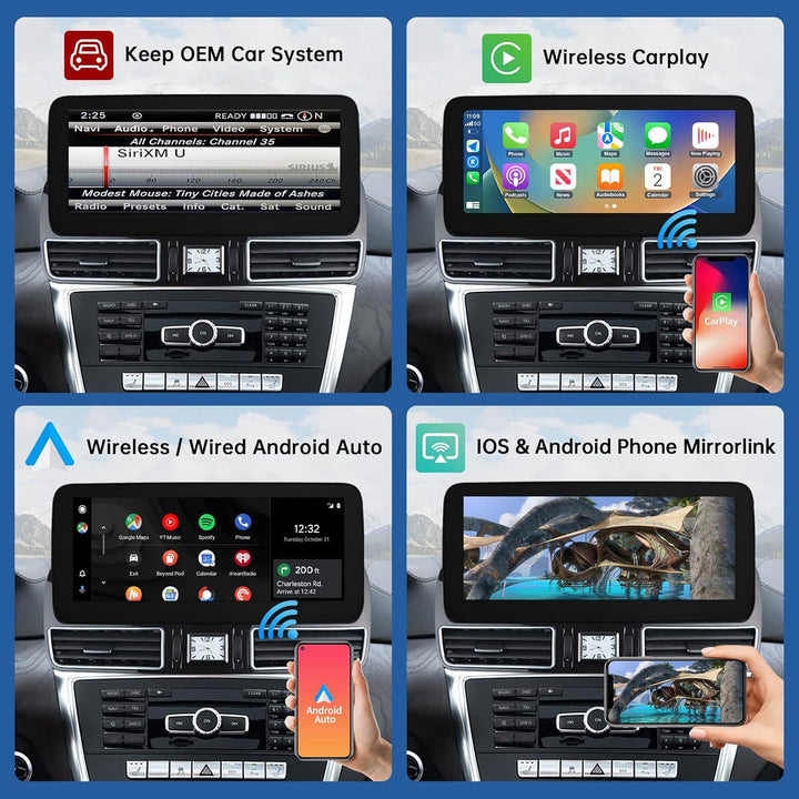 Road Top 12,3 Zoll Autoradio CarPlay für Mercedes Benz ML GL W166 X166 | mit NTG4.5/4.7 System (2012