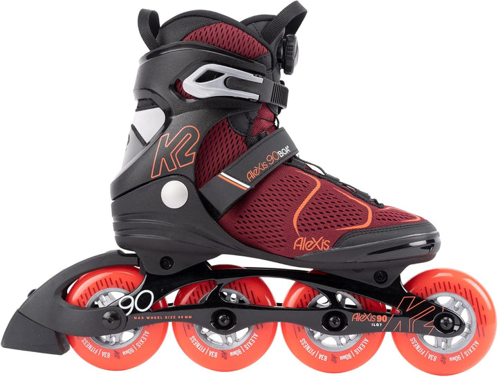 K2 Damen Alexis 90 Boa Inline Skates EU: 36.5 (UK: 4 / US: 6.5) burgandy - orange, EU: 36.5 (UK: 4 /