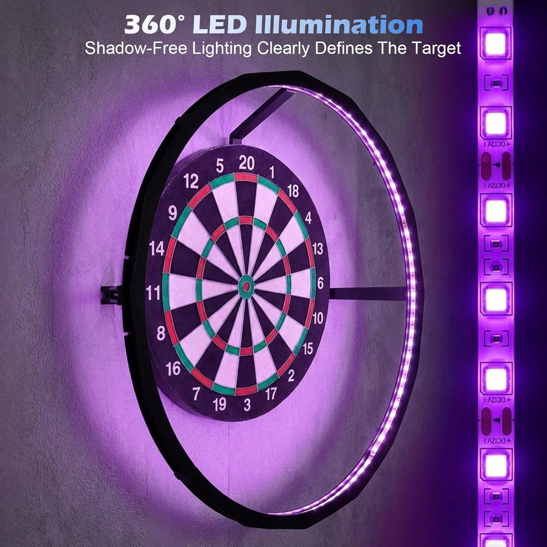 LED Dartboard Ring Licht, 360° Schattenfreie Beleuchtung mit 90 LEDs für Wohnzimmer - Helles LED Rin