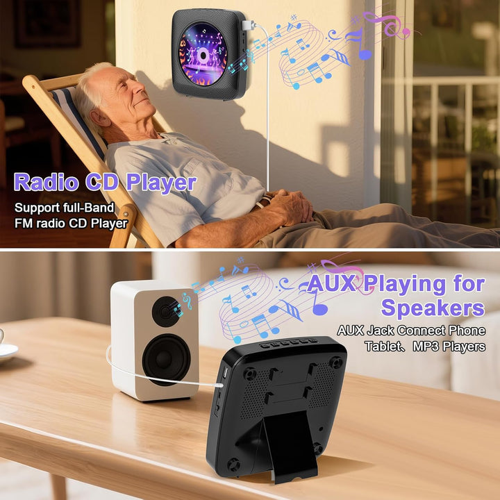 Gueray Tragbarer CD Player Tragbar : Radio CD Players Kinder CD-Player Discman mit 1800mAh Akku Laut