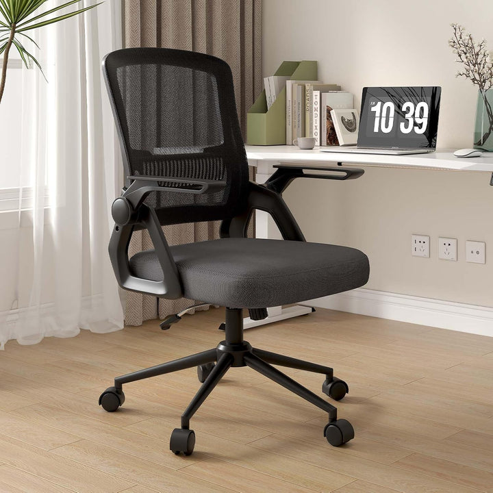 naspaluro Bürostuhl mit Hochklappbare Armlehnen, Schreibtischstuhl Ergonomisch, Drehstuhl mit Netzbe