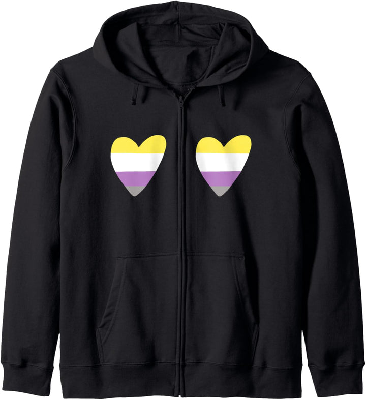Non-Binary Heart Boobs LGBTQIA Pride Flag Love Illustration Kapuzenjacke