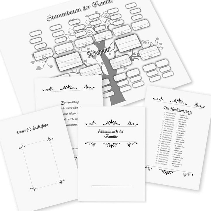 Stammbuch der Familie personalisiert Moderna grau A5 ca. 18 x 23 cm Familienstammbuch Stammbücher Ha