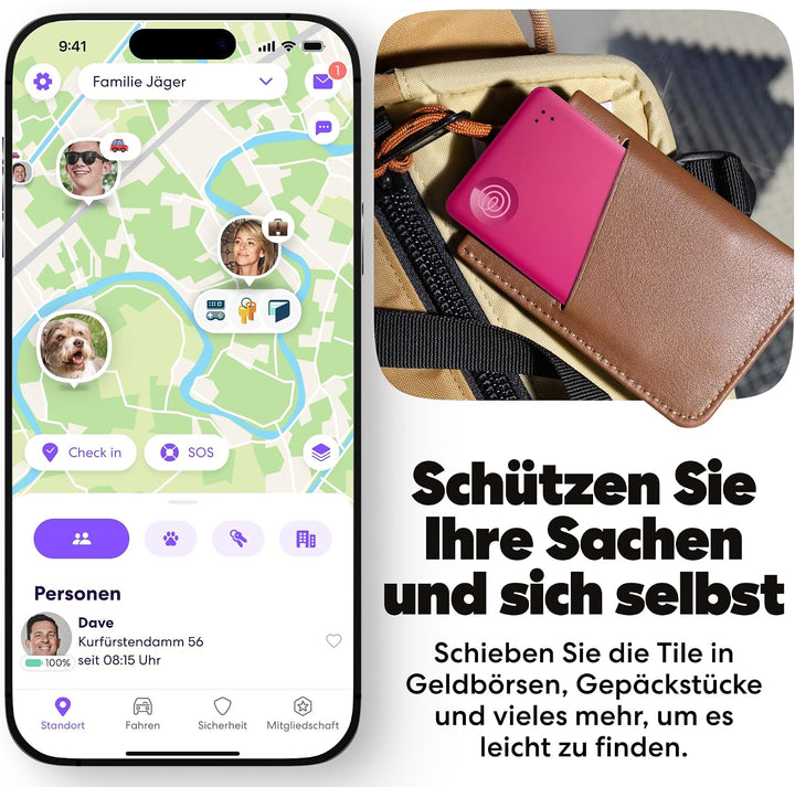 Tile by Life360 Slim - Geldbörsenfinder, Bluetooth-Tracker und Gegenstandsfinder für Gepäckanhänger,