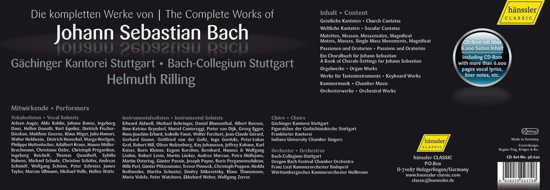 Complete Works of J. S. Bach (Edition Bachakademie), Audio-CD