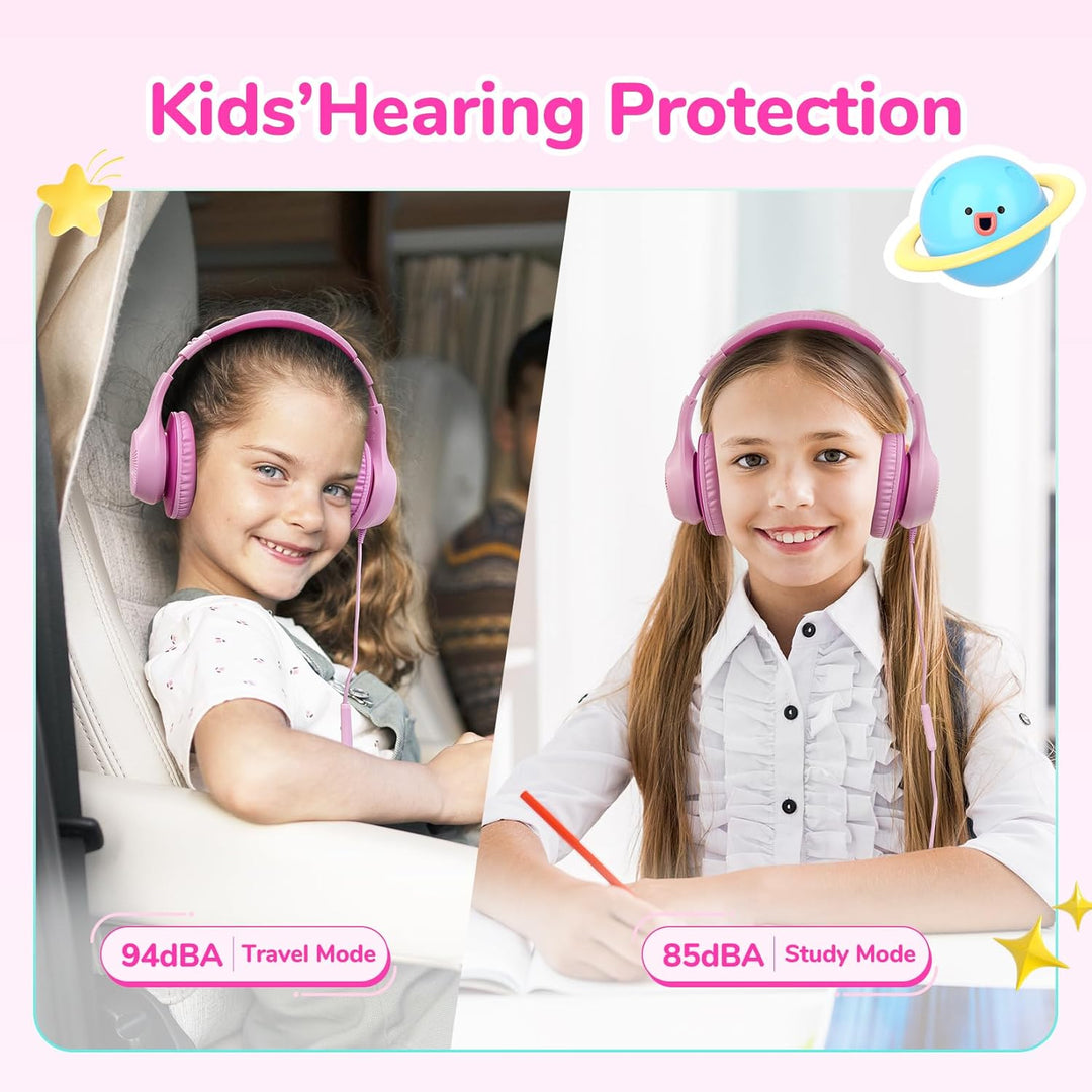 EarFun Kinder Kopfhörer, Over-Ear Kopfhörer für Kinder mit Kabel, 85/94dB Lautstärkenbegrenzer, Falt