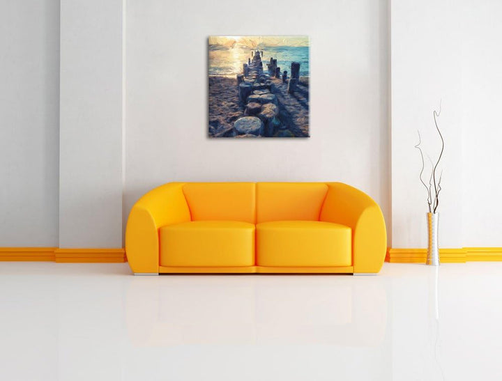 einzigartige Baumstümpfe, Format: 70x70 auf Leinwand, XXL riesige Bilder fertig gerahmt mit Keilrahm