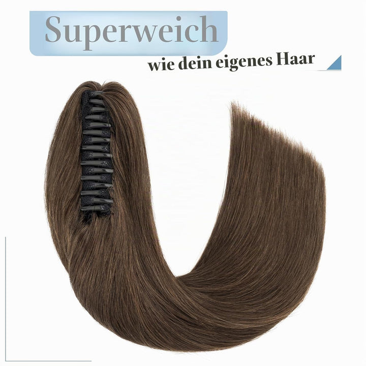 SEGO Ponytail Extension Echthaar Pferdeschwanz Zopf Clip in Haarteil Haarverlängerung 100% Remy Haar