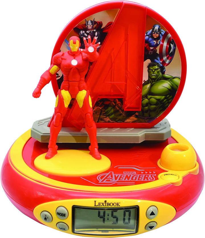 Lexibook RP510AV Marvel The Avengers Iron Man Projektor Funkuhr, integriertes Nachtlicht, Zeitprojek