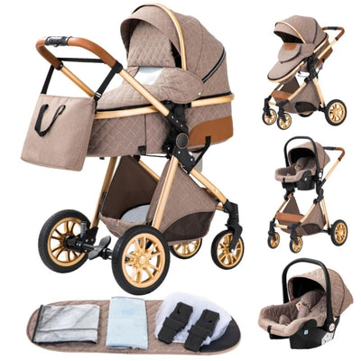 GLOKID Kinderwagen 3 in 1,Reisesysteme, Babywanne,Buggy&Sportsitz,Tragbarer,Voll-Gummireifen,Mit Ein