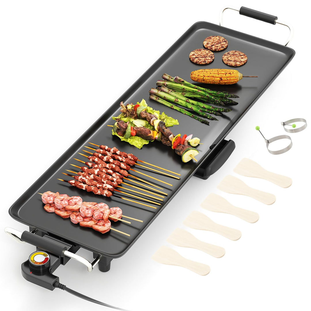 RELAX4LIFE Tischgrill elektrisch, 68,5 x 22,5 cm extra lange Teppanyaki-/Plancha-Grillplatte, Elektr