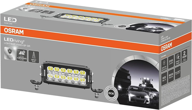 OSRAM LEDriving® Lightbar VX180-SP DR, LED Zusatzscheinwerfer für Fernlicht, spot, 6000K, 2100lm, Li