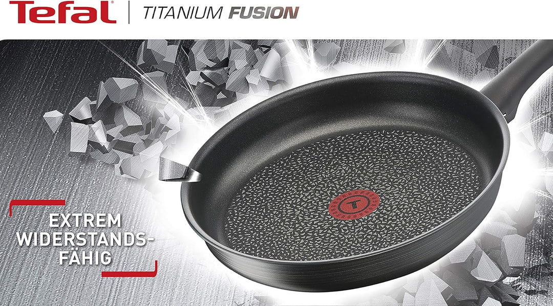 Tefal G12490 Titanium Fusion Pfannen-Set 24 cm und 28 cm (Titanium Excellence Antihaft-Versiegelung,