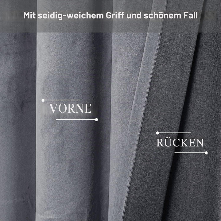 JIUZHEN Verdunklungsvorhang aus Samt,2er Set weiche blickdichte Gardinen mit Ösen für Schlafzimmer,1