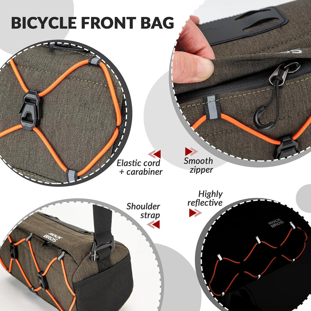 ROCKBROS Fahrrad Lenkertasche 2,2L als Umhängetasche | Fahrradtasche vorne mit abnehmbarem Tragegurt