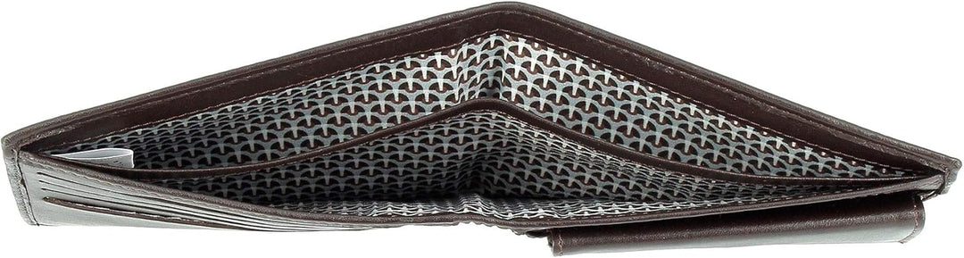 Nuvola Pelle Herren Brieftasche Slim flach aus Nappaleder mit Münzabteil und Kartenfächern Dunkelbra