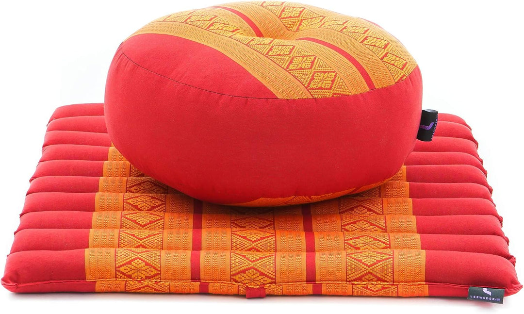 Leewadee Meditationsset Yogaset aus Meditationskissen Zafu und Kleiner rollbarer Sitzmatte Zabuton Ö