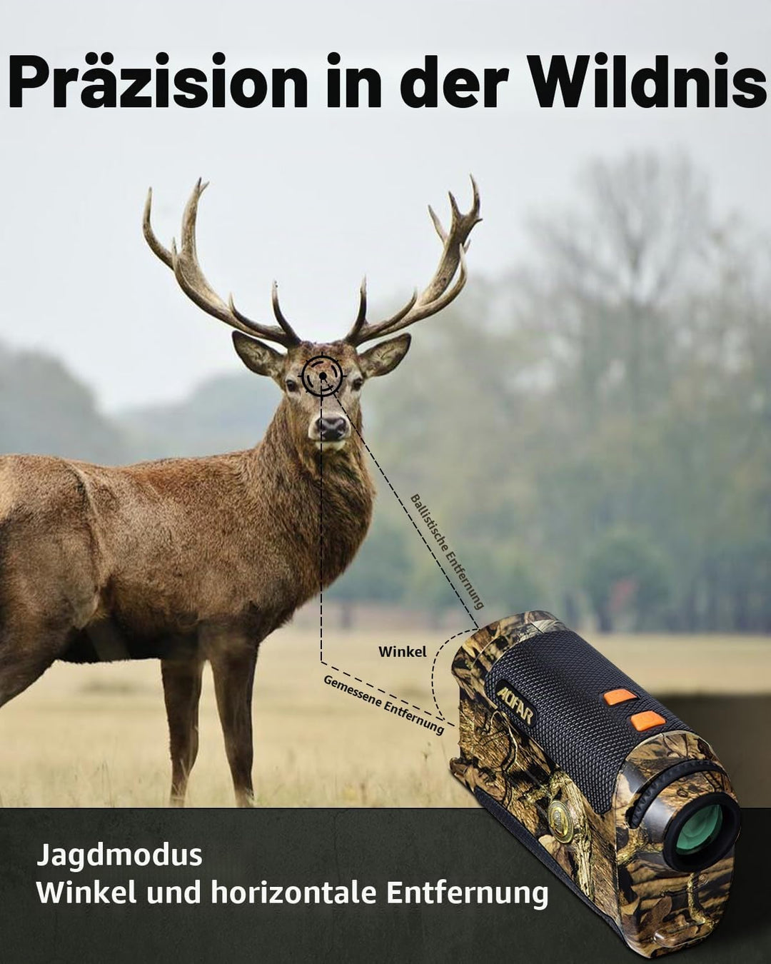 AOFAR HX-1200T Entfernungsmesser Jagd 5-1200 Meter, Winkel und horizontalem Abstand, Wasserdichter T
