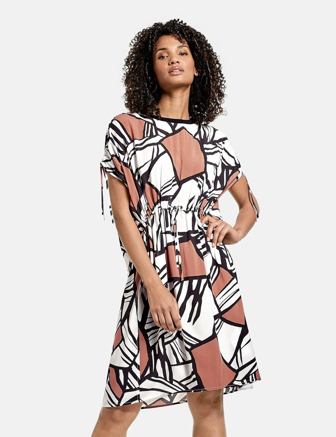Taifun Damen Gewebe Kleid 42 Offwhite Gemustert, 42 Offwhite Gemustert