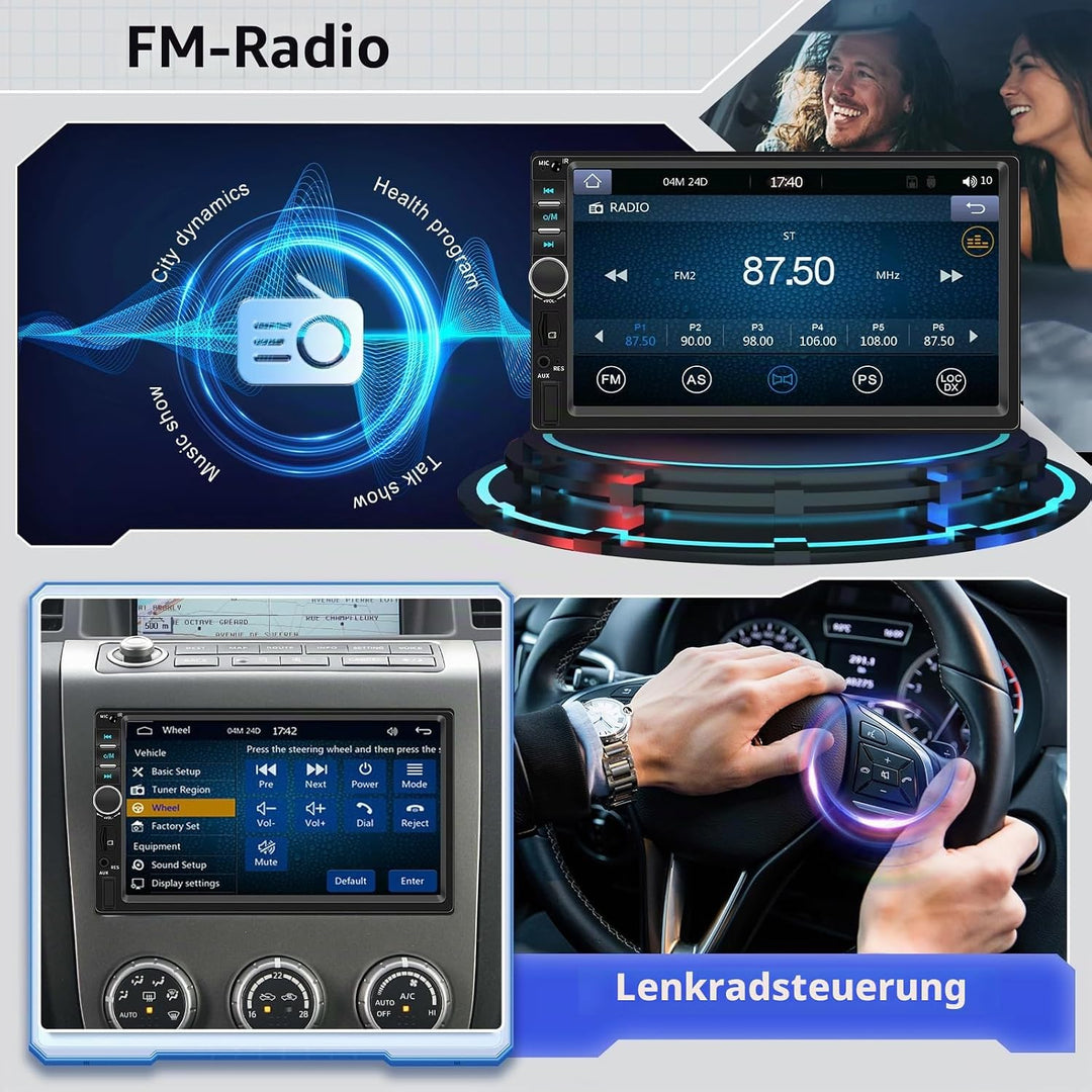Hodozzy Autoradio 2 Din mit CarPlay Android Auto, Autoradio MP5 Player 7 Zoll Bildschirm Bluetooth m