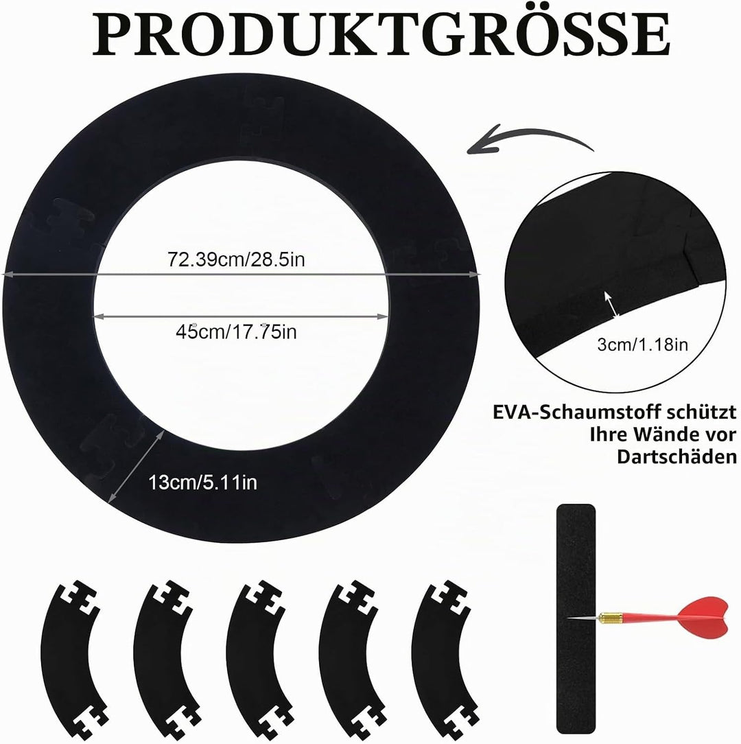 5 Pcs Spleissen Dart Surround Wandschutz, Haltbares Eva Dartboard Surround Innendurchmesser 45cm, Au