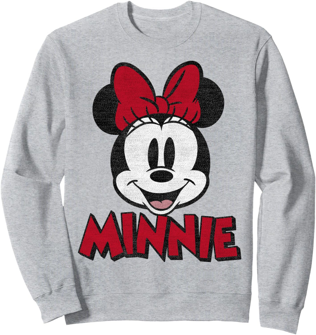 Disney Mickey And Friends Minnie Red Text Portrait Sweatshirt