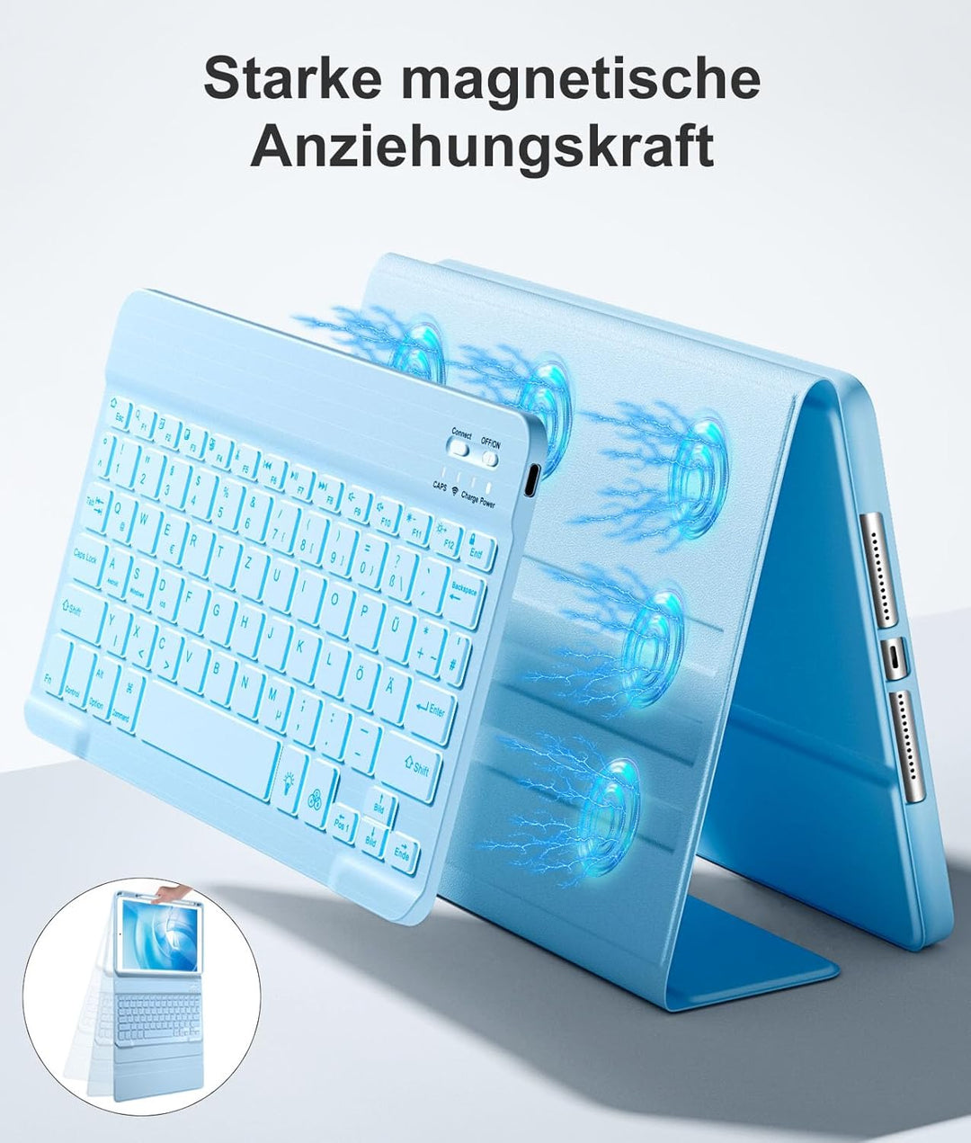Vobafe Hülle mit Tastatur Kompatibel für iPad 9./ 8. /7. Generation 10.2 Zoll mit Stifthalter, Magne
