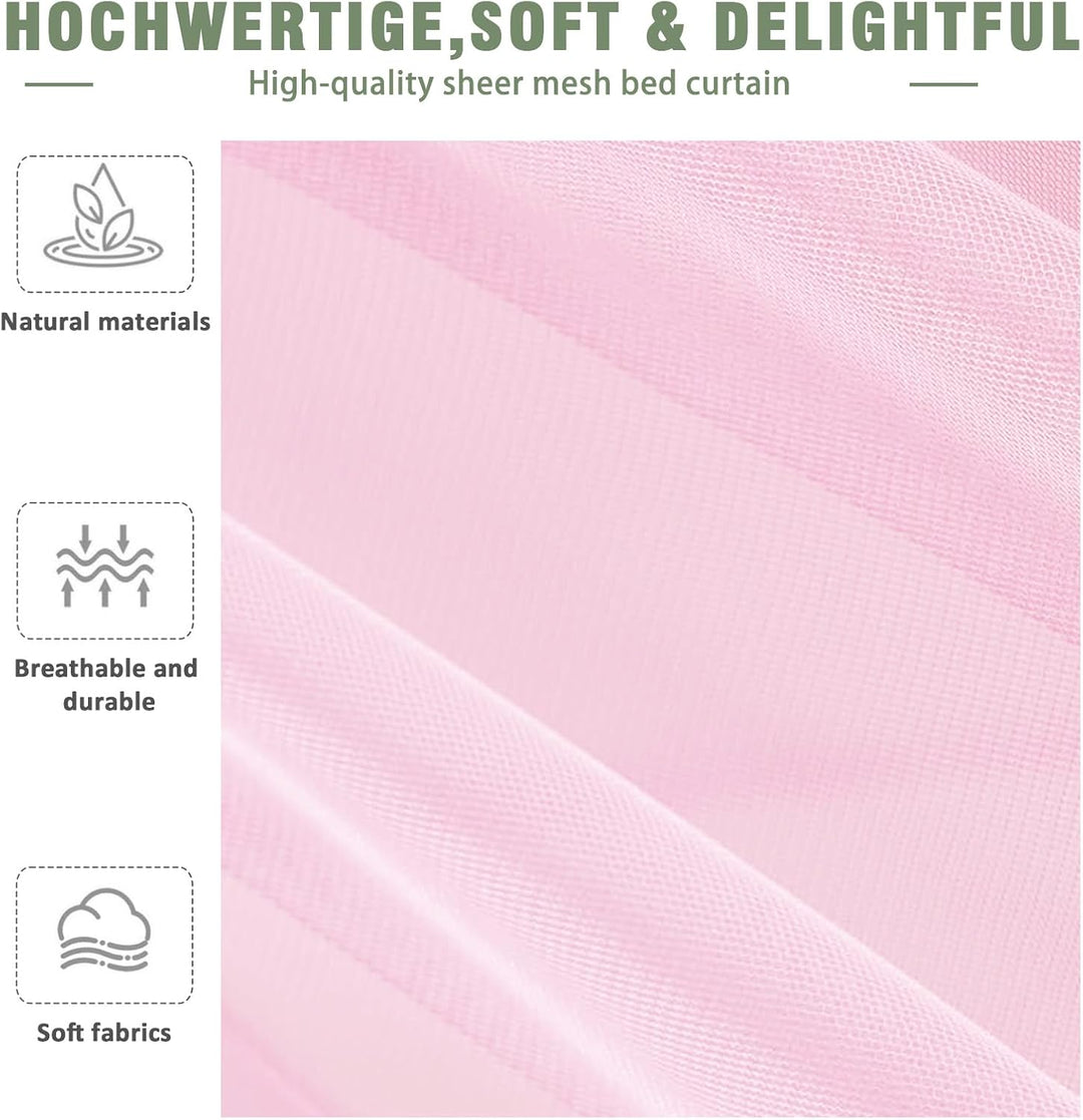 Hausbett Himmel Set 2-TLG - Betthimmel 150x350cm für Kinderbett Deko - Aus Atmungsaktivem Musselin m